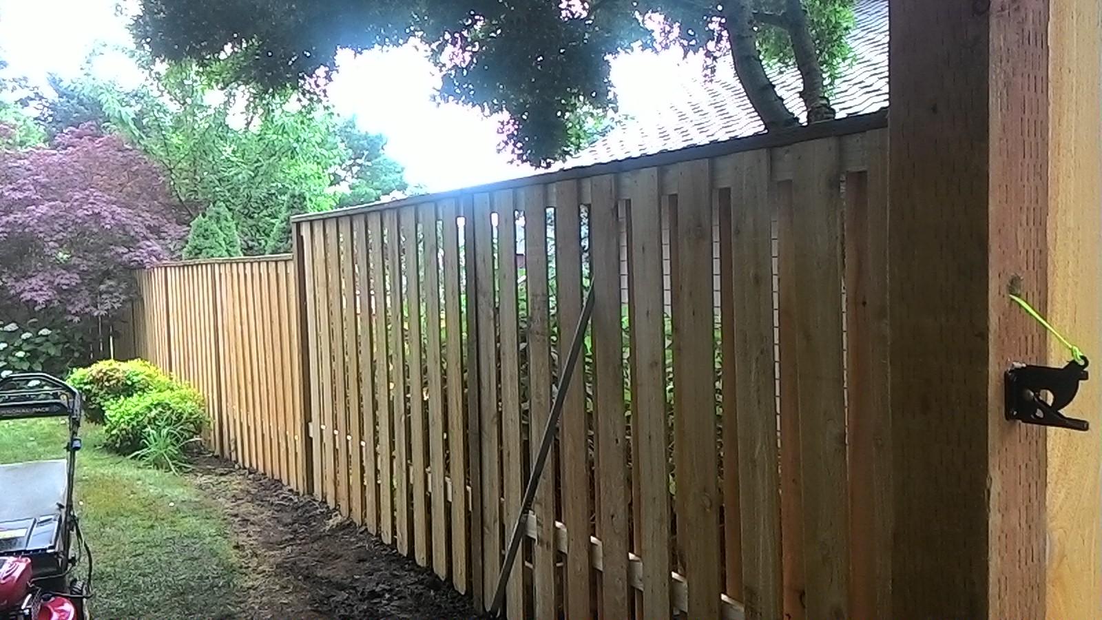 Cedar Fencing - Good Neighbor Staggered with Top Rail - Cascade Home Enhancement LLC